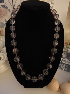 Smoky Gray Faceted Bead Necklace .